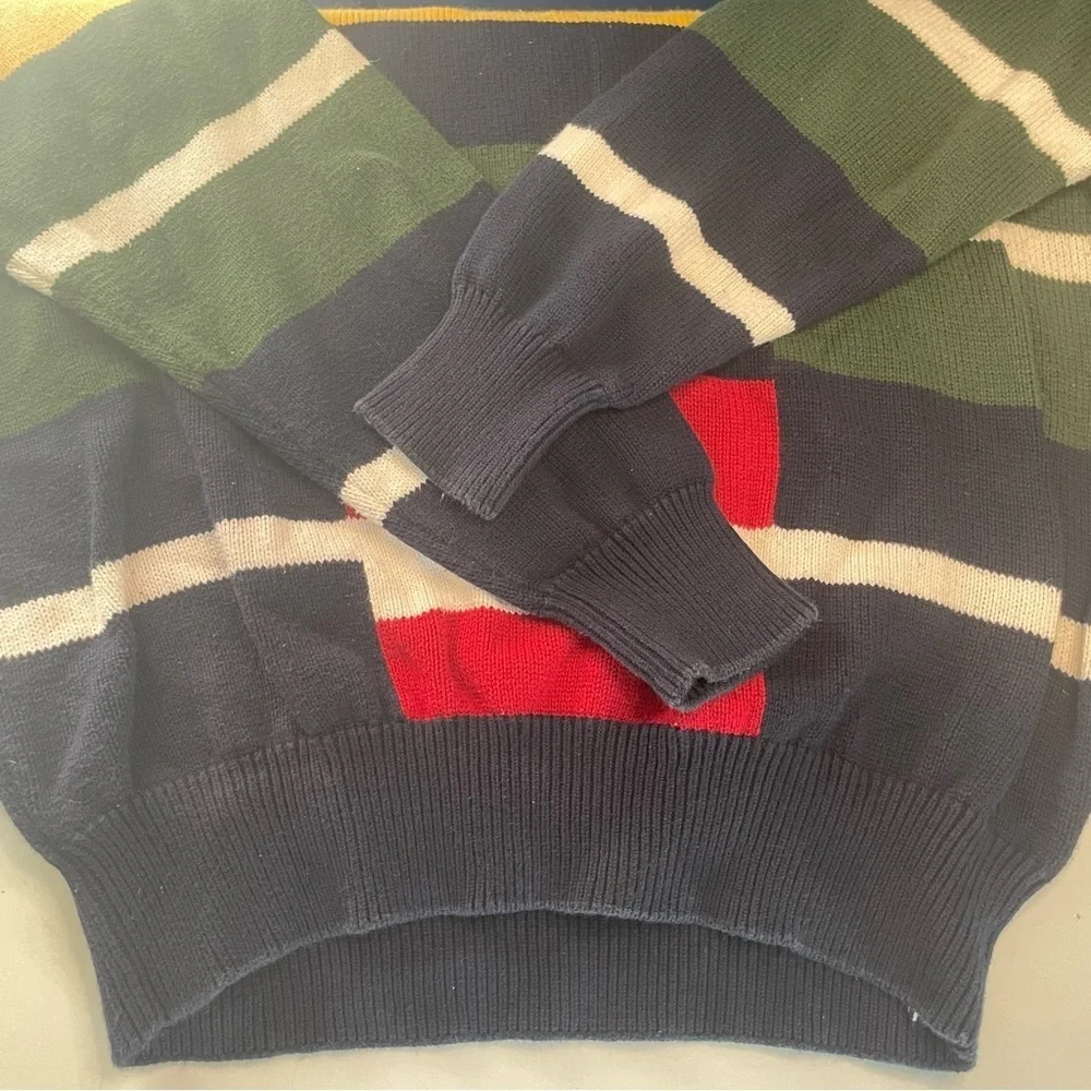 Nautica Large Men’s Retro Sweater 100% Cotton Red White Blue PRELOVED